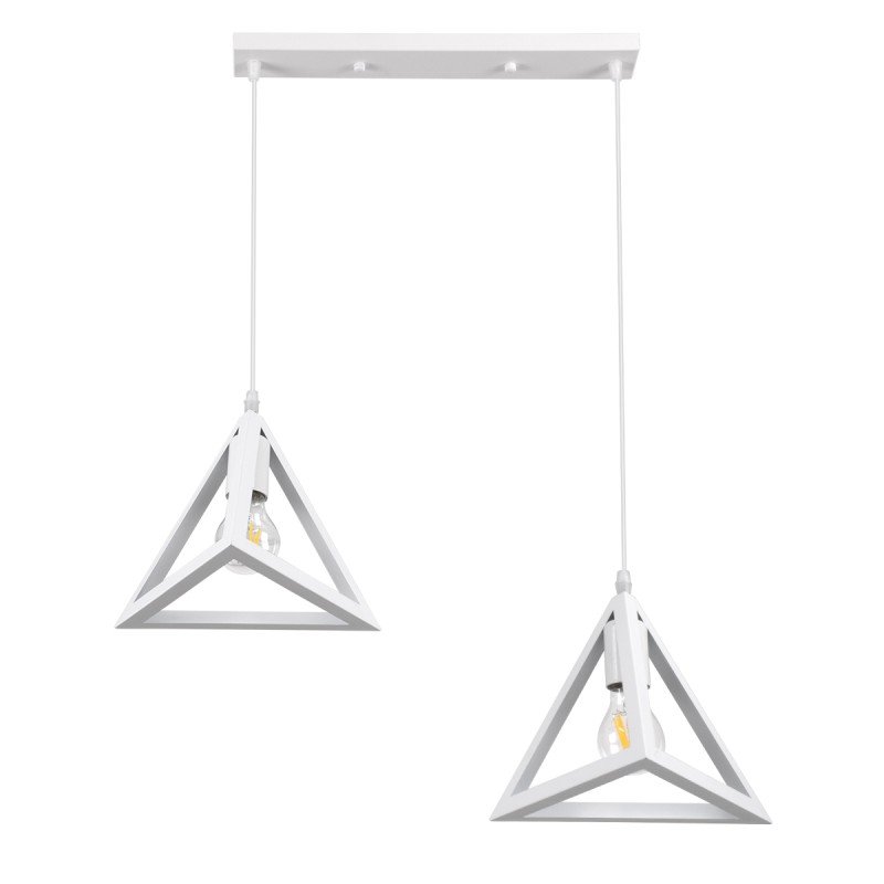 GLOBOSTAR® TRIANGLE 00612 Μοντέρνο Κρεμαστό Φωτιστικό Οροφής με Ντουί 2 x E27 AC 220-240V IP20 - Λευκό - Μ60 x Π22 x Y130cm