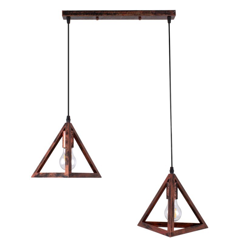 GLOBOSTAR® TRIANGLE 00613 Μοντέρνο Κρεμαστό Φωτιστικό Οροφής με Ντουί 2 x E27 AC 220-240V IP20 - Χάλκινο - Μ60 x Π22 x Y130cm GLOBOSTAR® TRIANGLE 00613 Μοντέρνο Κρεμαστό Φωτιστικό Οροφής με Ντουί 2 x E27 AC 220-240V IP20 - Χάλκινο - Μ60 x Π22 x Y130cm