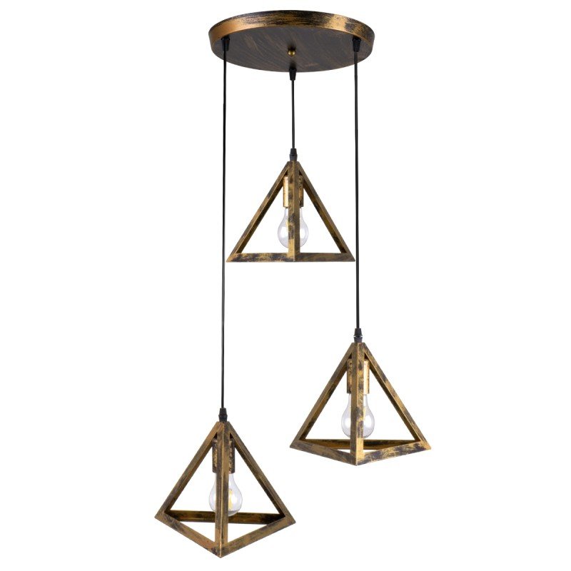 GLOBOSTAR® TRIANGLE 00619 Μοντέρνο Κρεμαστό Φωτιστικό Οροφής με Ντουί 3 x E27 AC 220-240V IP20 - Μπρούτζινο - Μ49 x Π49 x Y130cm GLOBOSTAR® TRIANGLE 00619 Μοντέρνο Κρεμαστό Φωτιστικό Οροφής με Ντουί 3 x E27 AC 220-240V IP20 - Μπρούτζινο - Μ49 x Π49 x Y130cm