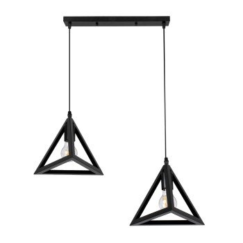 GLOBOSTAR® TRIANGLE 00611 Μοντέρνο Κρεμαστό Φωτιστικό Οροφής με Ντουί 2 x E27 AC 220-240V IP20 - Μαύρο - Μ60 x Π22 x Y130cm