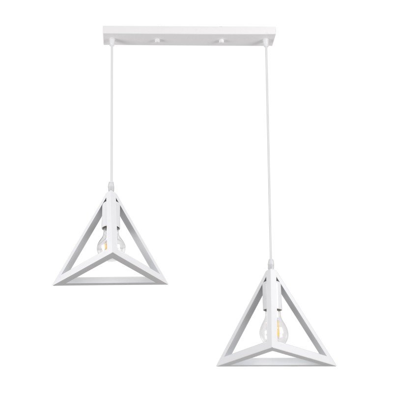GLOBOSTAR® TRIANGLE 00612 Μοντέρνο Κρεμαστό Φωτιστικό Οροφής με Ντουί 2 x E27 AC 220-240V IP20 - Λευκό - Μ60 x Π22 x Y130cm