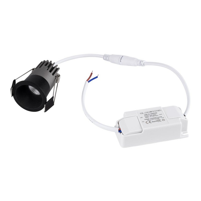 GLOBOSTAR® MICRO-S 60238 Χωνευτό Downlight Σποτ LED 5W 650lm 38° AC 220-240V IP20 Φυσικό Λευκό 4500K - Bridgelux COB Chip & TÜV SÜD Driver - Μαύρο Ματ - Μ4 x Π4 x Υ5.9cm / Q3.5cm - 5 Χρόνια Εγγύηση