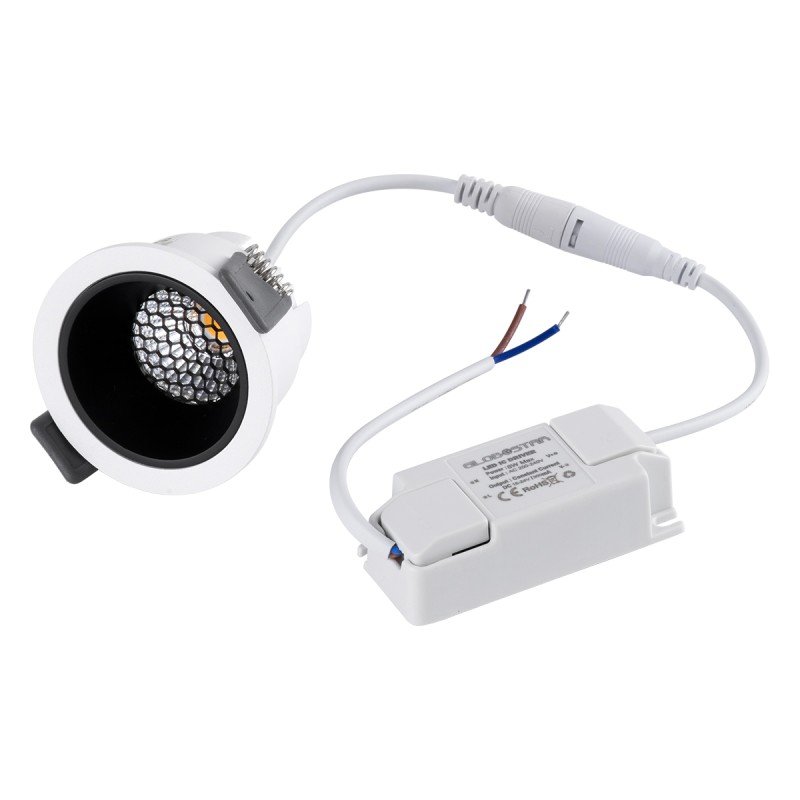 GLOBOSTAR® PLUTO-S 60246 Χωνευτό Downlight Σποτ με Honeycomb Anti Glare Reflector LED 7W 910lm 38° AC 220-240V IP20 Φυσικό Λευκό 4500K - Bridgelux COB Chip & TÜV SÜD Driver - Λευκό & Μαύρο Ματ - Μ6.4 x Π6.4 x Υ4.9cm / Q5.5cm - 5 Χρόνια Εγγύηση