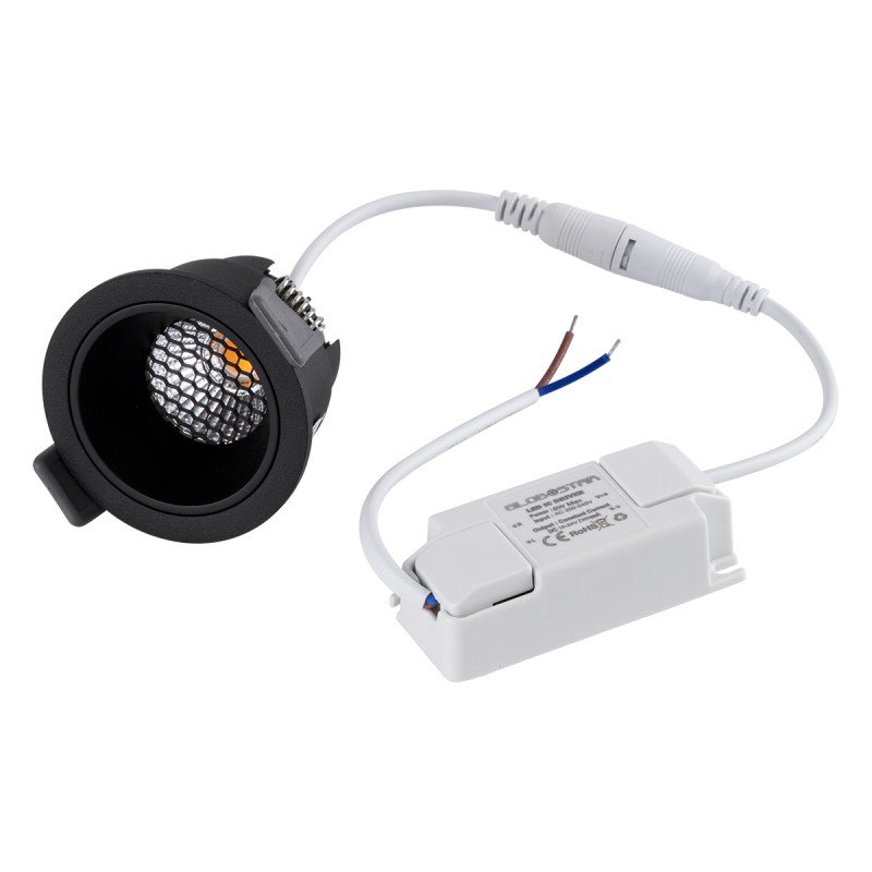 GLOBOSTAR® PLUTO-S 60251 Χωνευτό Downlight Σποτ με Honeycomb Anti Glare Reflector LED 7W 875lm 38° AC 220-240V IP20 Θερμό Λευκό 2700K - Bridgelux COB Chip & TÜV SÜD Driver - Μαύρο Ματ - Μ6.4 x Π6.4 x Υ4.9cm / Q5.5cm - 5 Χρόνια Εγγύηση