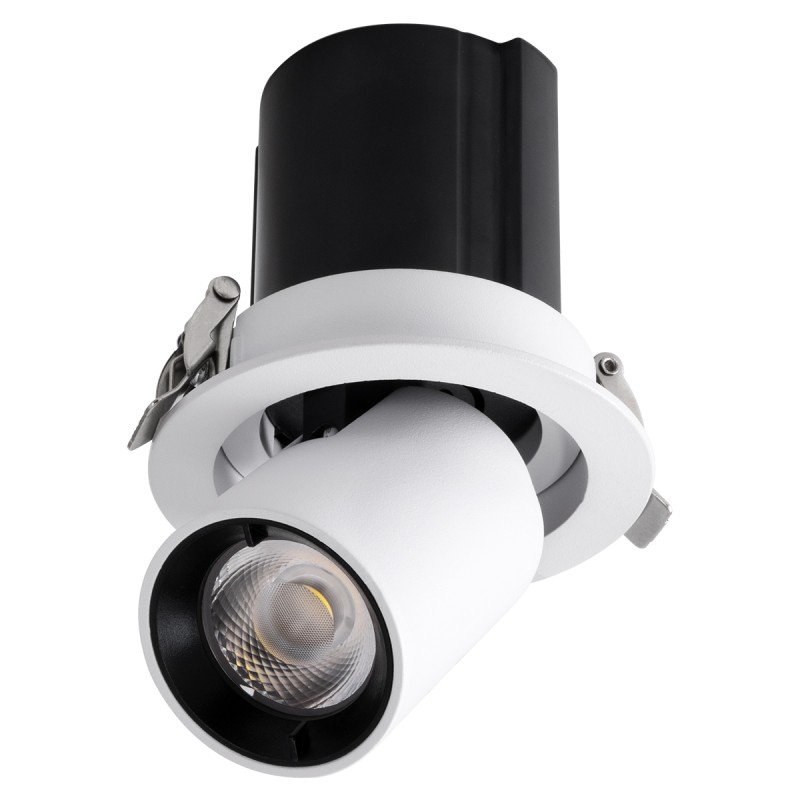 GLOBOSTAR® VIRGO-S 60302 Χωνευτό Κινούμενο Downlight Σποτ LED 7W 910lm 36° AC 220-240V IP20 Φυσικό Λευκό 4500K - Bridgelux COB Chip & TÜV SÜD Driver - Λευκό & Μαύρο Ματ - Μ9 x Π9 x Υ9cm / Q7.8cm - 5 Χρόνια Εγγύηση