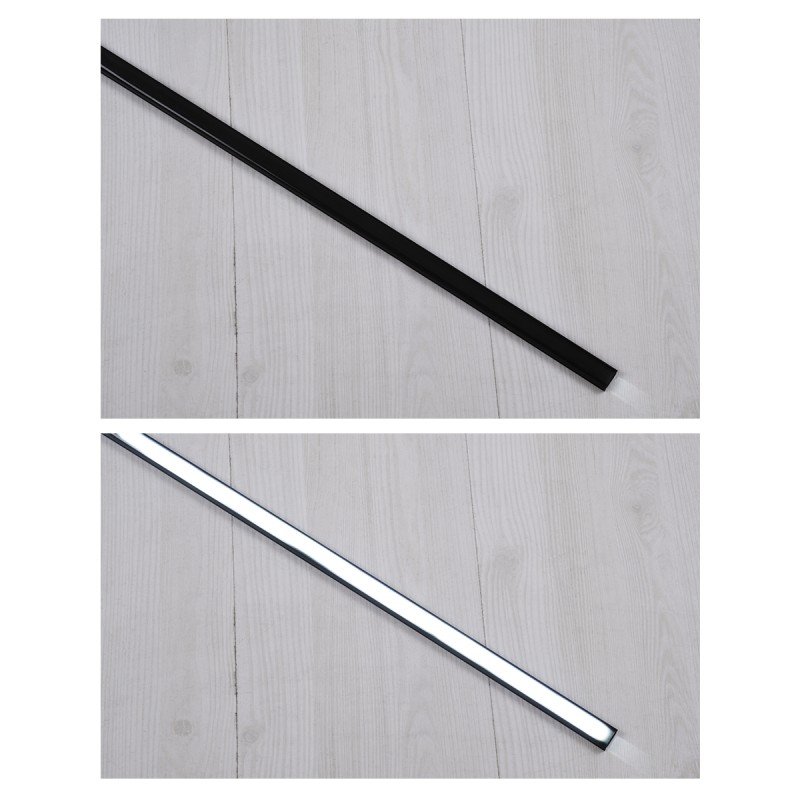 GLOBOSTAR® ALP-LINEAR SURFABO 70806-2M Επιφανειακό Προφίλ Αλουμινίου με Μαύρο Φιμέ Πατητό Κάλυμμα για Ταινίες LED IP20 - Μαύρο - Μ200 x Π1.6 x Υ0.7cm - Πακέτο 5 Τεμαχίων