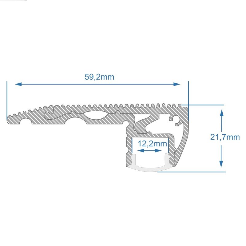 GLOBOSTAR® ALP-STEP-GRIP STAIR 70841-3M Επιφανειακό Προφίλ Αλουμινίου Ειδικό για Φωτισμό Σκαλοπατιού με Λευκό Γαλακτερό Πατητό Κάλυμμα για Ταινίες LED IP20 - Μαύρο & Λευκό - Μ300 x Π6 x Υ2.1cm