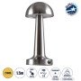 GloboStar® COCO 76510 Επαναφορτιζόμενο Επιτραπέζιο Φωτιστικό Πορτατίφ LED 1.5W 105lm 120° DC 5V IP44 Θερμό Λευκό 2700K Dimmable Ασημί Αλουμίνιο - Μ10 x Π10 x Υ22cm - 2 Xρόνια Εγγύηση