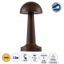 GloboStar® COCO 76513 Επαναφορτιζόμενο Επιτραπέζιο Φωτιστικό Πορτατίφ LED 1.5W 105lm 120° DC 5V IP44 Θερμό Λευκό 2700K Dimmable Καφέ Αλουμίνιο - Μ10 x Π10 x Υ22cm - 2 Xρόνια Εγγύηση