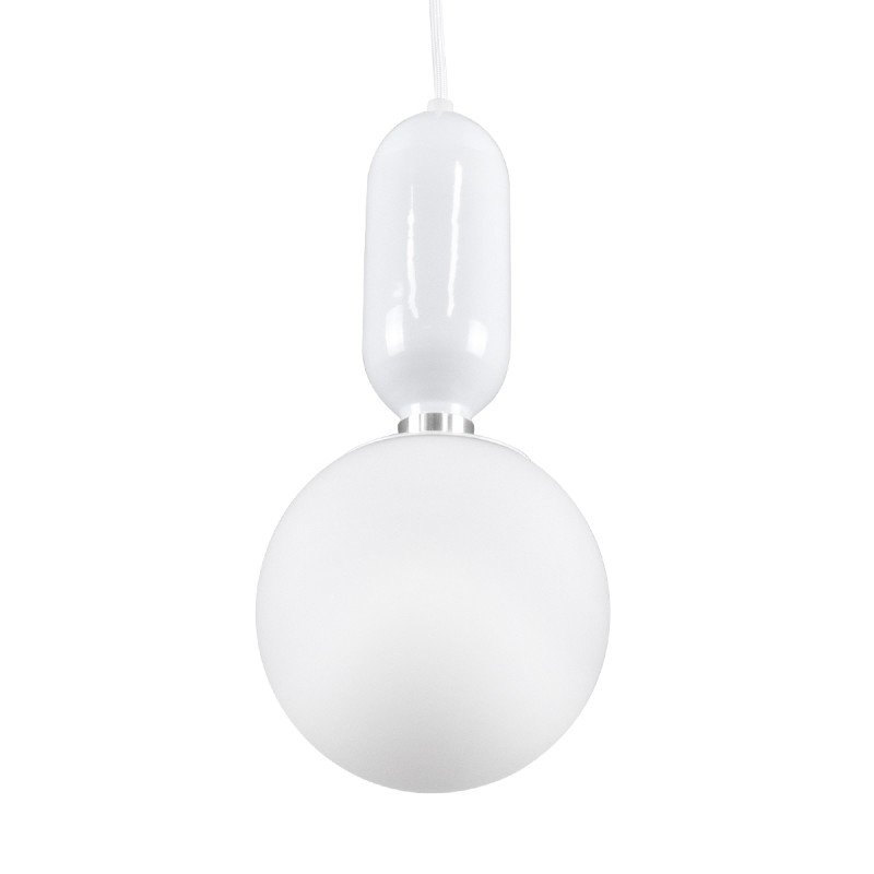 GLOBOSTAR® MAVERICK 00944 Μοντέρνο Κρεμαστό Φωτιστικό Οροφής με Ντουί 1 x E27 AC 220-240V IP20 - Λευκό - Μ15 x Π15 x Υ33cm