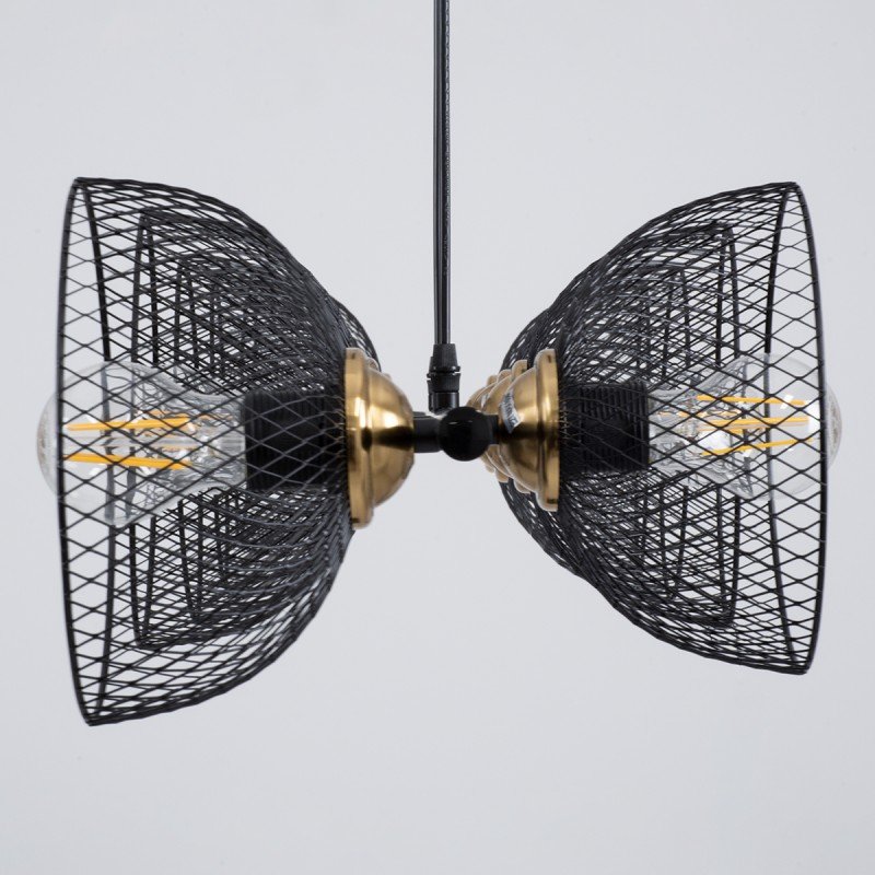 GLOBOSTAR® VERONA 00588 Μοντέρνο Κρεμαστό Φωτιστικό Οροφής με Ντουί 9 x E27 AC 220-240V IP20 - Μαύρο & Χρυσό - Μ140 x Π28 x Υ20cm