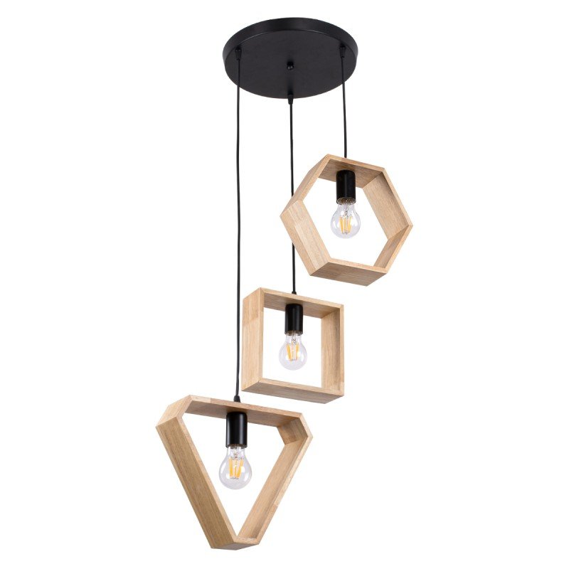 GLOBOSTAR® ELISE 00683 Μοντέρνο Κρεμαστό Φωτιστικό Οροφής με Ντουί 3 x E27 AC 220-240V IP20 - Μπεζ & Μαύρο - Μ55 x Π55 x Υ130cm