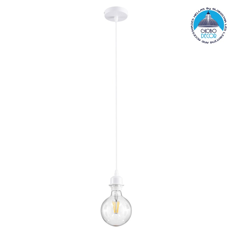 GLOBOSTAR® HANNA 36217 Μοντέρνο Κρεμαστό Φωτιστικό Οροφής με Ντουί 1 x E27 AC 220-240V IP20 - Λευκό - Μ4 x Π4 x Υ110cm