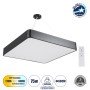 GLOBOSTAR® KAMALA 61208 Μοντέρνο Κρεμαστό Φωτιστικό Οροφής LED 75W 8625lm 120° AC 220-240V IP20 Ρυθμιζόμενο Λευκό CCT με Χειριστήριο από 2700K έως 6000K Dimmable - Lumileds SMD Chip - Μαύρο Ματ - Μ60 x Π60 x Υ8cm - 3 Χρόνια Εγγύηση