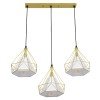 GLOBOSTAR® EIFFEL 61571 Vintage Κρεμαστό Φωτιστικό Οροφής με Ντουί 3 x E27 AC 220-240V IP20 - Χρυσό & Λευκό - Μ68 x Π25 x Υ130cm