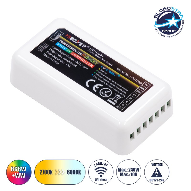 GLOBOSTAR® MiBOXER-FUT039 73433 Δέκτης Dimmer / Controller με 5 x 6A 144W Κανάλια DC 12-24V 10A 240W Max IP20 - RF2.4Ghz Group Zone - Μ8.5 x Π4.5 x Υ2.2cm - 5 Χρόνια Εγγύηση GLOBOSTAR® MiBOXER-FUT039 73433 Δέκτης Dimmer / Controller με 5 x 6A 144W Κανάλια DC 12-24V 10A 240W Max IP20 - RF2.4Ghz Group Zone - Μ8.5 x Π4.5 x Υ2.2cm - 5 Χρόνια Εγγύηση