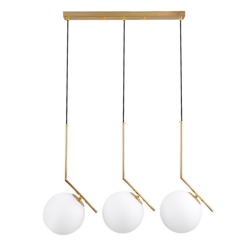 GLOBOSTAR® MONROE 00955 Μοντέρνο Κρεμαστό Φωτιστικό Οροφής με Ντουί 3 x E27 AC 220-240V IP20 - Χρυσό & Λευκό - Μ74 x Π25 x Υ50cm