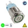 GLOBOSTAR® BUTTON 70782 Φωτιζόμενος Χωνευτός Διακόπτης On/Off LED DC 12V 1 x 3A 690W Max Αδιάβροχο IP65 Πράσινο - Μ1.8 x Π1.8 x Υ2cm - 2 Χρόνια Εγγύηση