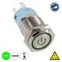 GLOBOSTAR® BUTTON 70782 Φωτιζόμενος Χωνευτός Διακόπτης On/Off LED DC 12V 1 x 3A 690W Max Αδιάβροχο IP65 Πράσινο - Μ1.8 x Π1.8 x Υ2cm - 2 Χρόνια Εγγύηση