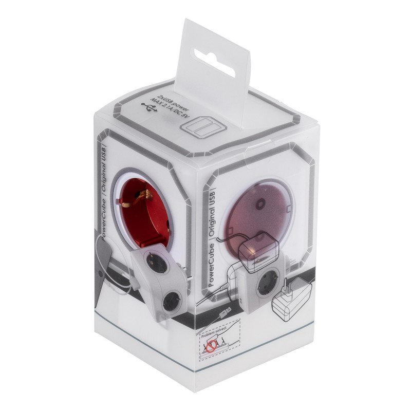 GloboStar® TRAVEL PowerCube PRO Certified 79634 Πολύπριζο 6 Θέσεων με 4 Πρίζες Ασφαλείας Childproof EU Schuko AC 220-240V & 2 Πρίζες USB Max 2.1A/DC 5V Μ7.5 x Π11.5 x Υ7.5 - Λευκό με Κόκκινο - Max Load 3680W/16A GloboStar® TRAVEL PowerCube PRO Certified 79634 Πολύπριζο 6 Θέσεων με 4 Πρίζες Ασφαλείας Childproof EU Schuko AC 220-240V & 2 Πρίζες USB Max 2.1A/DC 5V Μ7.5 x Π11.5 x Υ7.5 - Λευκό με Κόκκινο - Max Load 3680W/16A