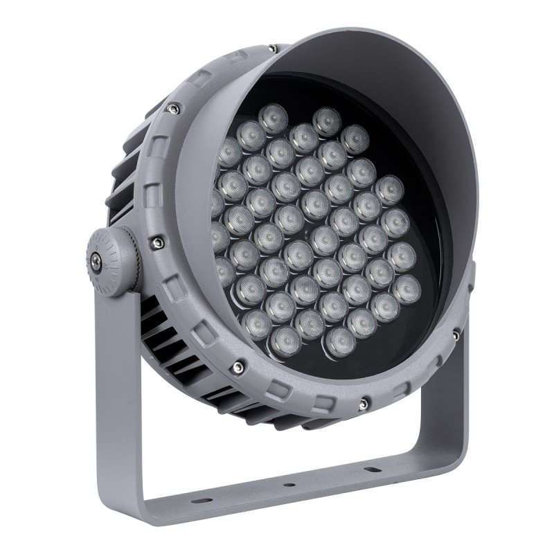 GLOBOSTAR® FLOODMENA 90646 Προβολέας Σποτ Wall Washer με Αντιθαμβωτική Γρίλια LED 48W 4320lm 30° AC 220-240V Αδιάβροχο IP65 Θερμό Λευκό 2700K - Bridgelux SMD Chip - Γκρι Ανθρακί - Μ25 x Π25 x Υ18cm - 3 Χρόνια Εγγύηση