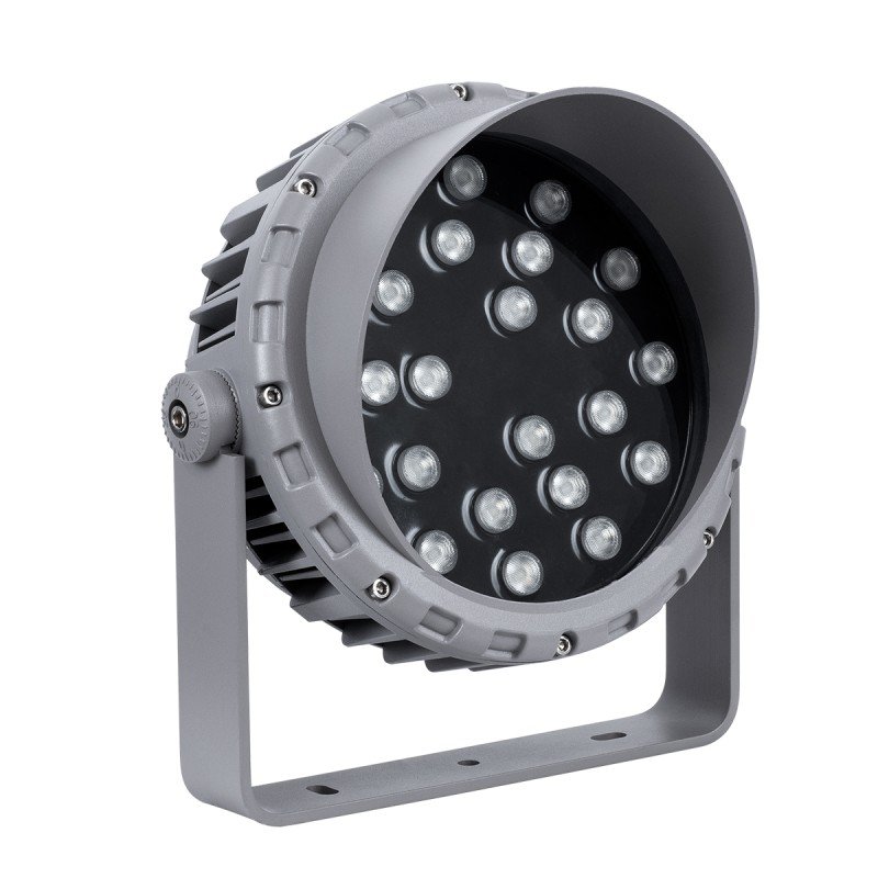 GLOBOSTAR® FLOODMENA 90648 Προβολέας Σποτ Wall Washer με Αντιθαμβωτική Γρίλια LED 36W 2880lm 30° DC 24V Αδιάβροχο IP65 Πολύχρωμο RGBW Dimmable DMX512 - Bridgelux SMD Chip - Γκρι Ανθρακί - Μ23 x Π23 x Υ18cm - 3 Χρόνια Εγγύηση