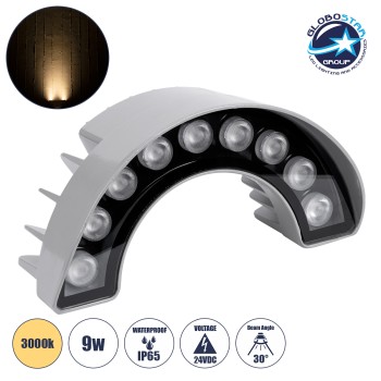 GLOBOSTAR® TREEWINA 90680 Κυρτή Μπάρα Φωτισμού Wall Washer για Φυτά - Δέντρα LED 9W 990lm 30° DC 24V Αδιάβροχο IP65 Θερμό Λευκό 2700K Dimmable - Bridgelux SMD Chip - Γκρι Ανθρακί - Μ20.5 x Π5.5 x Υ11cm - 3 Χρόνια Εγγύηση