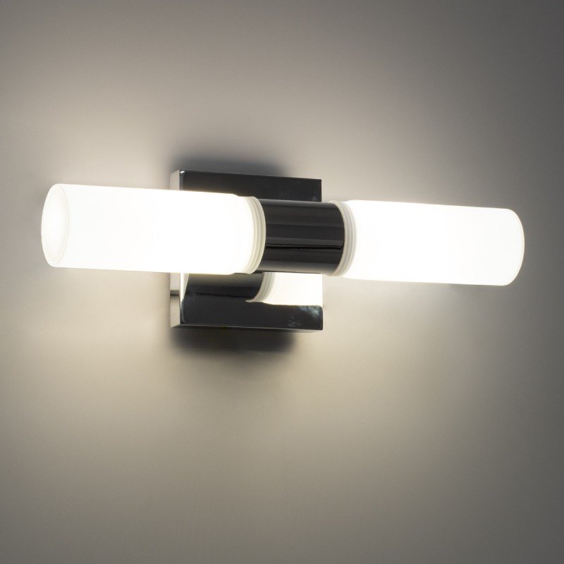 GLOBOSTAR® ANAIS 60410 Μοντέρνο Φωτιστικό Τοίχου - Απλίκα Καθρέπτη Μπάνιου με Ντουί 2 x G9 AC 220-240V IP20 - Νίκελ Χρώμιο - Μ34 x Π12 x Υ11cm