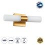 GLOBOSTAR® ANAIS 60411 Μοντέρνο Φωτιστικό Τοίχου - Απλίκα Καθρέπτη Μπάνιου με Ντουί 2 x G9 AC 220-240V Αδιάβροχο IP44 - Χάλκινο & Λευκό - Μ34 x Π12 x Υ11cm