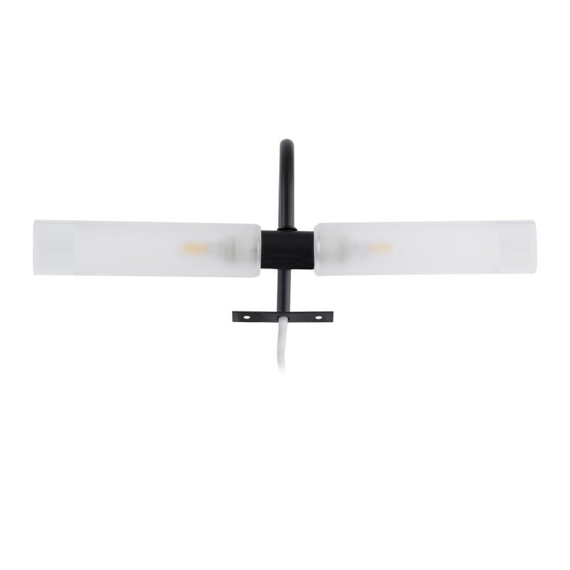 GLOBOSTAR® FLORA 60412 Μοντέρνο Φωτιστικό Τοίχου - Απλίκα Καθρέπτη Μπάνιου με Ντουί 2 x G9 AC 220-240V IP44 - Μαύρο Ματ - Μ31 x Π13 x Υ12cm