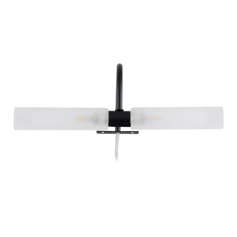 GLOBOSTAR® FLORA 60412 Μοντέρνο Φωτιστικό Τοίχου - Απλίκα Καθρέπτη Μπάνιου με Ντουί 2 x G9 AC 220-240V IP44 - Μαύρο Ματ - Μ31 x Π13 x Υ12cm