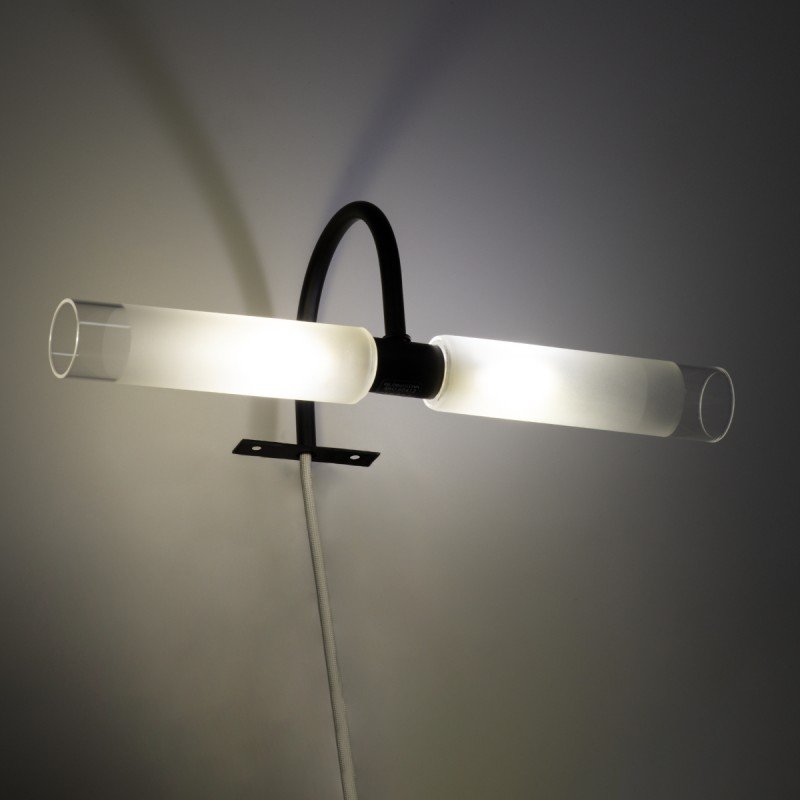 GLOBOSTAR® FLORA 60412 Μοντέρνο Φωτιστικό Τοίχου - Απλίκα Καθρέπτη Μπάνιου με Ντουί 2 x G9 AC 220-240V IP44 - Μαύρο Ματ - Μ31 x Π13 x Υ12cm