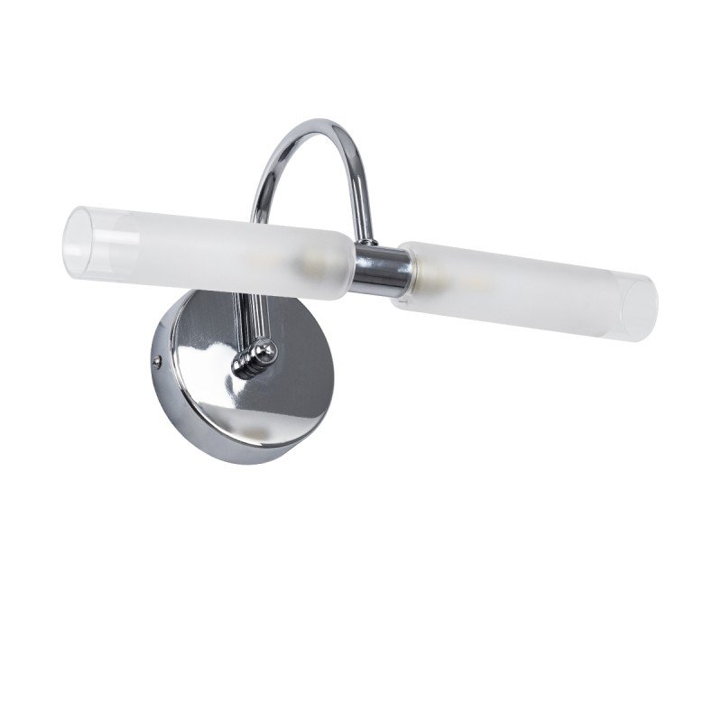 GLOBOSTAR® PAOLA 60418 Μοντέρνο Φωτιστικό Τοίχου - Απλίκα Καθρέπτη Μπάνιου με Ντουί 2 x G9 AC 220-240V IP44 - Νίκελ Χρώμιο - Μ31 x Π16 x Υ15cm