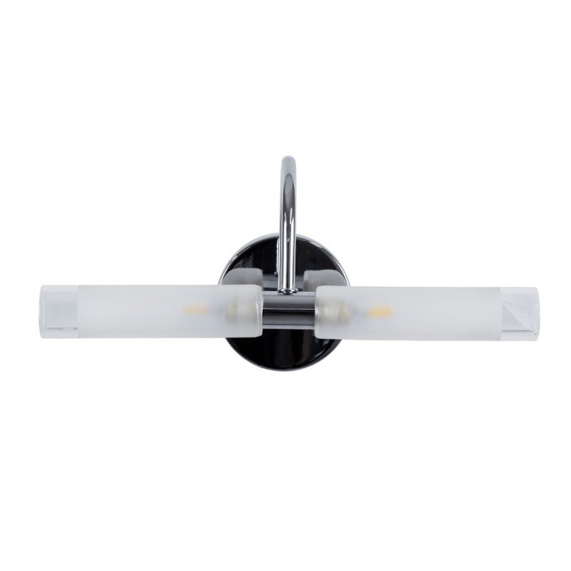 GLOBOSTAR® PAOLA 60418 Μοντέρνο Φωτιστικό Τοίχου - Απλίκα Καθρέπτη Μπάνιου με Ντουί 2 x G9 AC 220-240V IP44 - Νίκελ Χρώμιο - Μ31 x Π16 x Υ15cm