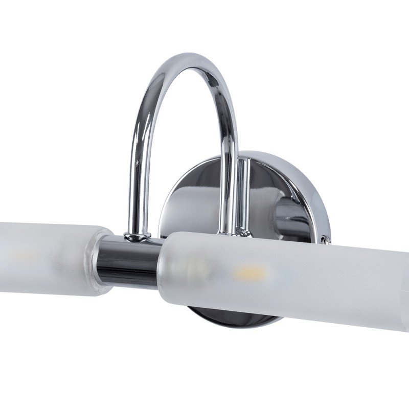 GLOBOSTAR® PAOLA 60418 Μοντέρνο Φωτιστικό Τοίχου - Απλίκα Καθρέπτη Μπάνιου με Ντουί 2 x G9 AC 220-240V IP44 - Νίκελ Χρώμιο - Μ31 x Π16 x Υ15cm