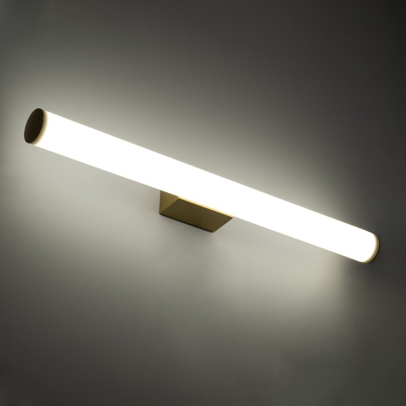 GLOBOSTAR® MABEL 60429 Μοντέρνο Φωτιστικό Τοίχου - Απλίκα Καθρέπτη Μπάνιου LED 12W 1400lm 270° AC 220-240V IP44 Φυσικό Λευκό 4500K - Lumileds SMD Chip & TÜV SÜD Driver - Σατινέ Χρυσό Βούρτσας - Μ60 x Π10 x Υ5cm - 3 Χρόνια Εγγύηση