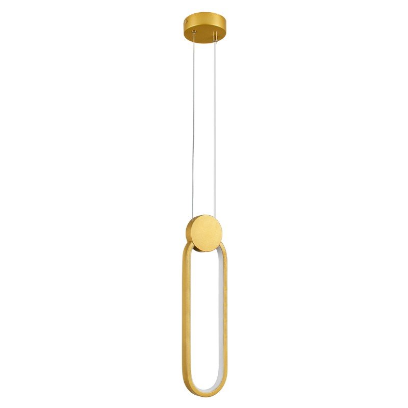 GLOBOSTAR® ILDI 61090 Μοντέρνο Κρεμαστό Φωτιστικό Οροφής LED 12W 1440lm 300° AC 220-240V IP20 Ρυθμιζόμενο Λευκό CCT με On/Off 2700K/4500K/6000K - Lumileds SMD Chip - Χρυσό Βούρτσας - Μ10 x Π2.3 x Υ38cm - 3 Χρόνια Εγγύηση