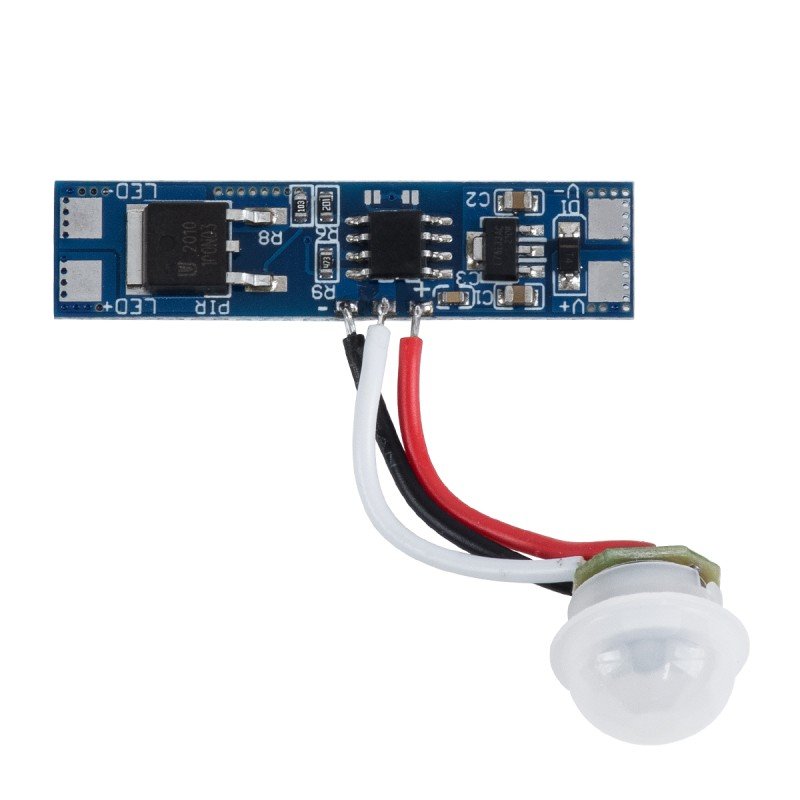 GLOBOSTAR® SENSORA 70692 Ανιχνευτής PIR / Αισθητήρας Κίνησης Ειδικός για Προφίλ Αλουμινίου 180° DC 5-24V 8A 192W Max IP20 - Μ4.3 x Π1 x Υ1.5cm - 2 Χρόνια Εγγύηση