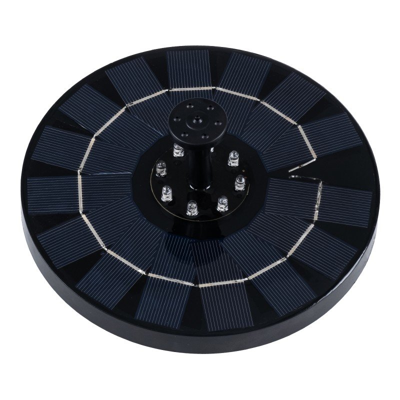 GLOBOSTAR® FOUNTAIN 71533 Διακοσμητικό Συντριβάνι LED 3W 90lm 120° DC 5V με Φωτοβολταϊκό Panel 5V 0.2W & Επαναφορτιζόμενη Μπαταρία Li-ion 3.2V 1500mAh Αδιάβροχο IP68 Πολύχρωμο RGB - Sanan Diode Chip - Μαύρο - 4 Μπέκ Ψεκασμού - Μ18 x Π18 x Υ8cm - 1 Χρό