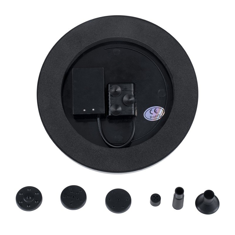 GLOBOSTAR® FOUNTAIN 71533 Διακοσμητικό Συντριβάνι LED 3W 90lm 120° DC 5V με Φωτοβολταϊκό Panel 5V 0.2W & Επαναφορτιζόμενη Μπαταρία Li-ion 3.2V 1500mAh Αδιάβροχο IP68 Πολύχρωμο RGB - Sanan Diode Chip - Μαύρο - 4 Μπέκ Ψεκασμού - Μ18 x Π18 x Υ8cm - 1 Χρό