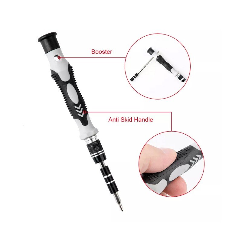 GLOBOSTAR® ELEKIT 79996 Ολοκληρωμένο Mini DIY ΚΙΤ με 115 Μικροεργαλεία σε 1 Βαλιτσάκι για Επισκευές Κινητών Τηλεφώνων, Laptop, Οπτικών & κλπ Μικροεπισκευών - Μαύρο & Λευκό - Μ15.5 x Π10 x Υ5cm
