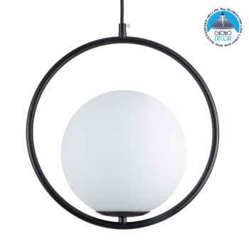GLOBOSTAR® MADRID 00931 Μοντέρνο Κρεμαστό Φωτιστικό Οροφής με Ντουί 1 x E27 AC 220-240V IP20 - Μαύρο & Λευκό - Μ30 x Π20 x Υ30cm