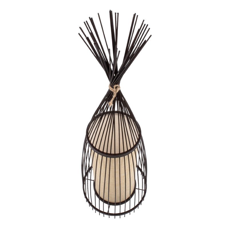 GLOBOSTAR® AZORES 01754 Boho Επιδαπέδιο Φωτιστικό με Ντουί 1 x E27 AC 220-240V IP20 - Καφέ & Μπεζ - Μ30 x Π30 x Υ90cm