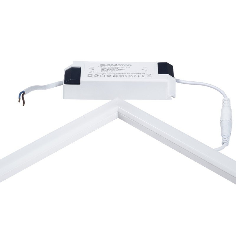 GLOBOSTAR® FRAMELIN 60369 Χωνευτό Panel Οροφής 60x60 LED 48W 5520lm 120° CRI≥85Ra UGR<19 AC 220-240V IP20 Φυσικό Λευκό 4500K - Lumileds SMD Chip & TÜV SÜD Driver - Λευκό Γαλακτερό - Μ60 x Π60 x Υ1.5cm / Q56 x 56cm - 5 Χρόνια Εγγύηση