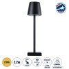 GLOBOSTAR® NEGA 60473 Μοντέρνο Επιτραπέζιο Φωτιστικό LED 2.2W 154lm 360° DC 5V με USB με Επαναφορτιζόμενη Μπαταρία Li-ion 3.7V 4000mAh IP20 Θερμό Λευκό 2700K με Αφή Dimmable - Lumileds SMD Chip - Μαύρο - Μ10 x Π10 x Υ39cm - 2 Χρόνια Εγγύηση