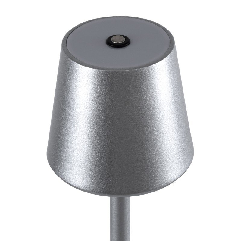 GLOBOSTAR® NEGA 60476 Μοντέρνο Επιτραπέζιο Φωτιστικό LED 2.2W 154lm 360° DC 5V με USB με Επαναφορτιζόμενη Μπαταρία Li-ion 3.7V 4000mAh IP20 Θερμό Λευκό 2700K με Αφή Dimmable - Lumileds SMD Chip - Ασημί - Μ10 x Π10 x Υ39cm - 2 Χρόνια Εγγύηση