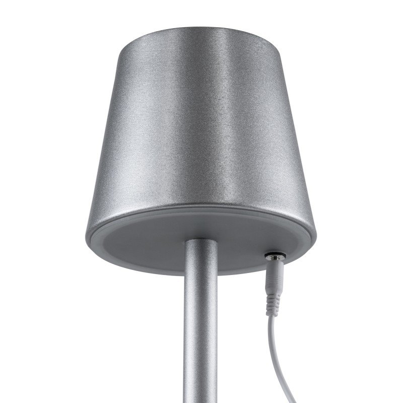 GLOBOSTAR® NEGA 60476 Μοντέρνο Επιτραπέζιο Φωτιστικό LED 2.2W 154lm 360° DC 5V με USB με Επαναφορτιζόμενη Μπαταρία Li-ion 3.7V 4000mAh IP20 Θερμό Λευκό 2700K με Αφή Dimmable - Lumileds SMD Chip - Ασημί - Μ10 x Π10 x Υ39cm - 2 Χρόνια Εγγύηση