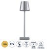 GLOBOSTAR® NEGA 60476 Μοντέρνο Επιτραπέζιο Φωτιστικό LED 2.2W 154lm 360° DC 5V με USB με Επαναφορτιζόμενη Μπαταρία Li-ion 3.7V 4000mAh IP20 Θερμό Λευκό 2700K με Αφή Dimmable - Lumileds SMD Chip - Ασημί - Μ10 x Π10 x Υ39cm - 2 Χρόνια Εγγύηση