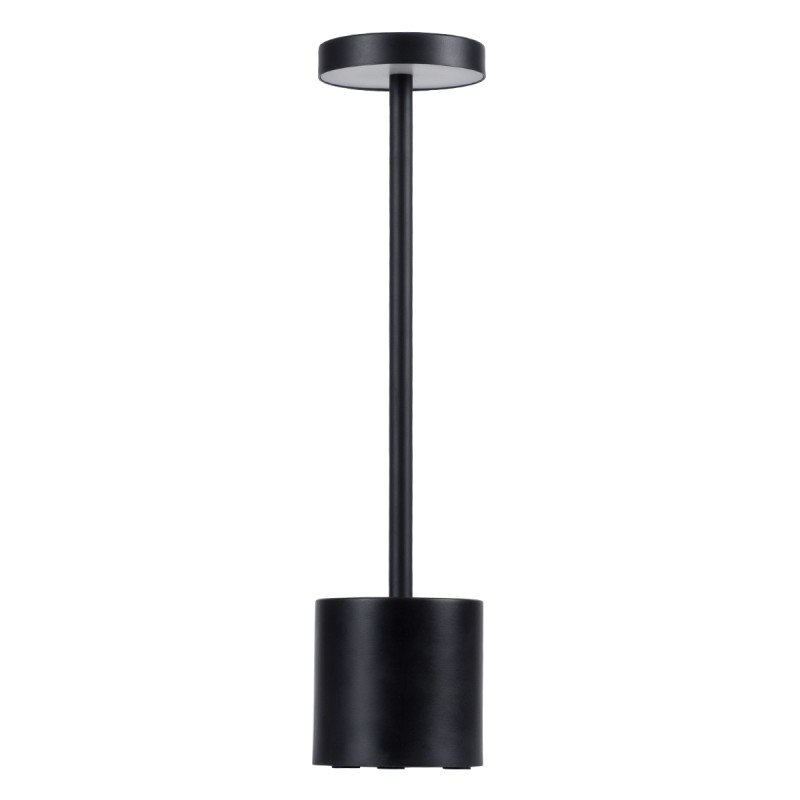 GloboStar® JOJO 76520 Επαναφορτιζόμενο Επιτραπέζιο Φωτιστικό Πορτατίφ LED 1.5W 105lm 120° DC 5V IP44 CCT Ultra Θερμό 1500K - Φυσικό Λευκό 4500K - Ψυχρό Λευκό 6000K Dimmable Μαύρο Αλουμίνιο - Μ8 x Π8 x Υ34cm - 2 Χρόνια Εγγύηση