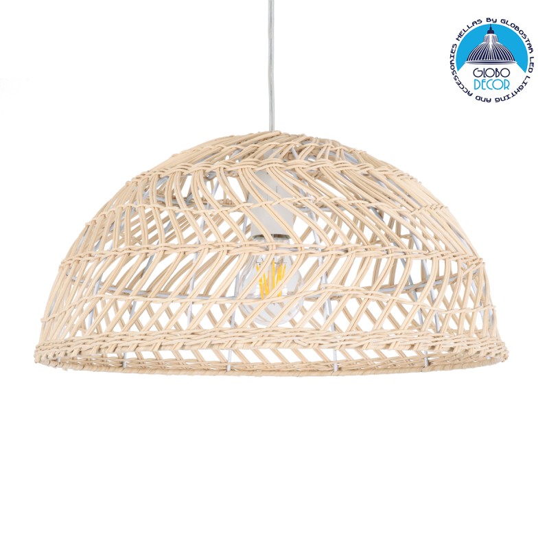GLOBOSTAR® COMORES 01727 Boho Κρεμαστό Φωτιστικό Οροφής με Ντουί 1 x E27 AC 220-240V IP20 - Μπεζ - Μ40 x Π40 x Y20cm
